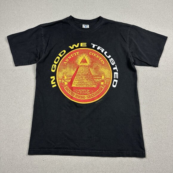 Vintage 1997 Machine Head “In God We Trust” T-Shirt | Blue Grape Tag | Rare L - Picture 1 of 6